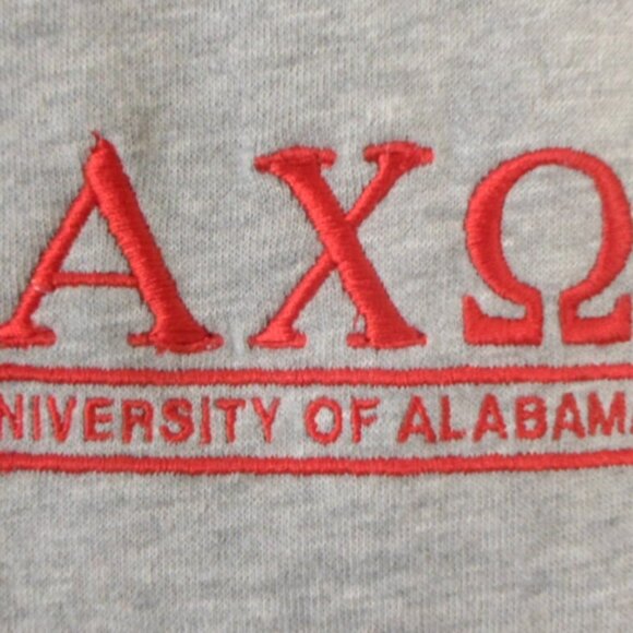 University of Alabama Alpha Chi Omega Gray Heather Henley Shirt Unisex L - Picture 2 of 8